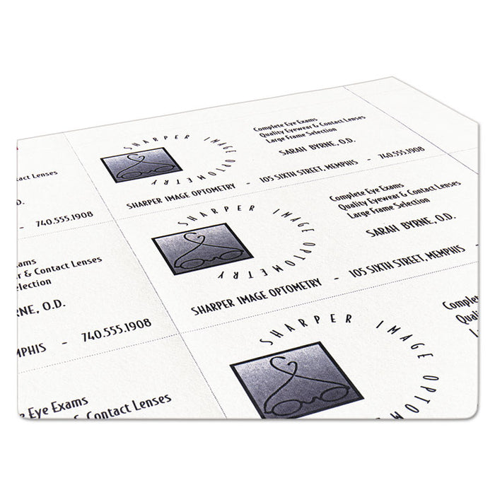 Printable Microperforated Business Cards w/Sure Feed Technology, Laser, 2 x 3.5, White, 250 Cards, 10/Sheet, 25 Sheets/Pack