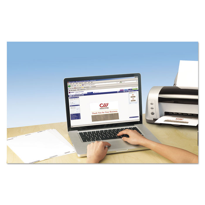 Note Cards with Matching Envelopes, Laser, 80 lb, 4.25 x 5.5, Uncoated White, 60 Cards, 2 Cards/Sheet, 30 Sheets/Pack