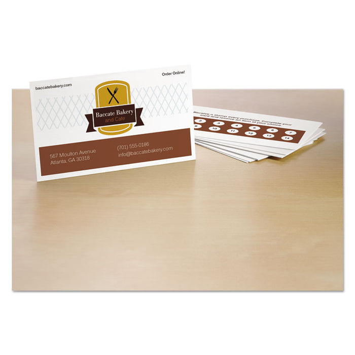 Printable Microperforated Business Cards w/Sure Feed Technology, Laser, 2 x 3.5, White, 2,500 Cards, 10/Sheet, 250 Sheets/Box
