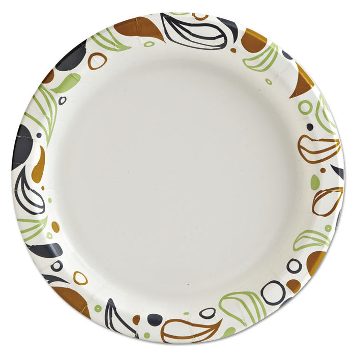 Deerfield Printed Paper Plates, 9" Dia,Coated/Soak Proof 125 Plates/Pk, 8 Pks/Ct
