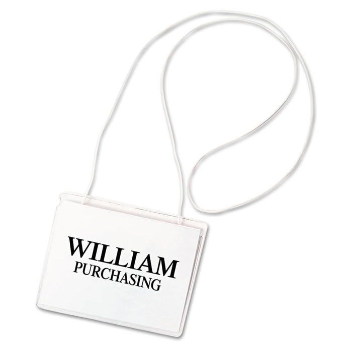 Name Badge Kits, Top Load, 4 x 3, Clear, Elastic Cord, 50/Box