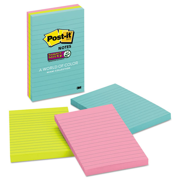 Pads in Supernova Neon Collection Colors, Note Ruled, 4" x 6", 90 Sheets/Pad, 3 Pads/Pack
