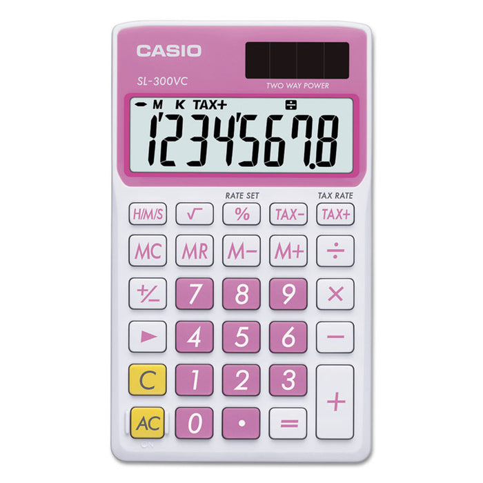 SL-300VCPK Handheld Calculator, 8-Digit LCD, Pink