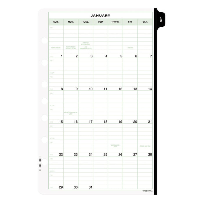 Original Two-Page-Per-Day Refill, 8 1/2 x 5 1/2, White/Green, 2020