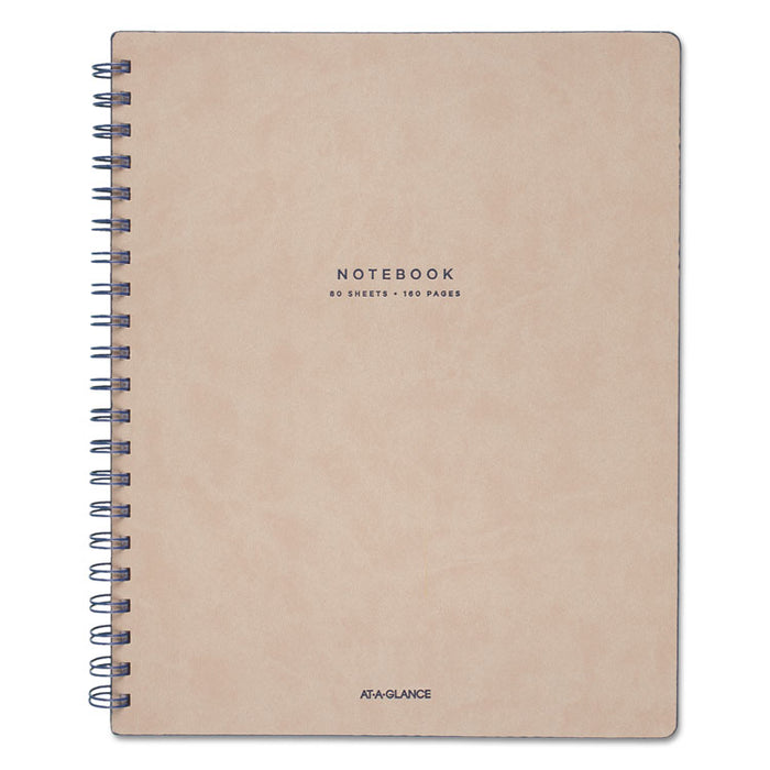 Collection Twinwire Notebook, 1 Subject, Wide/Legal Rule, Tan/Navy Blue Cover, 11 x 8.75, 80 Sheets