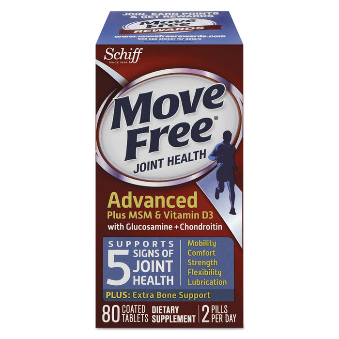 Move Free Advanced Plus MSM & Vitamin D3 Joint Health Tablet, 80 Count, 12/Ctn