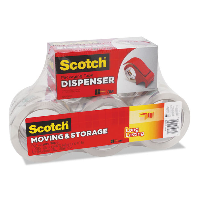 Storage Tape with DP300 Dispenser, 3" Core, 1.88" x 54.6 yds, Clear, 6/Pack