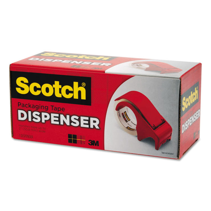 Compact and Quick Loading Dispenser for Box Sealing Tape, 3" Core, Plastic, Red