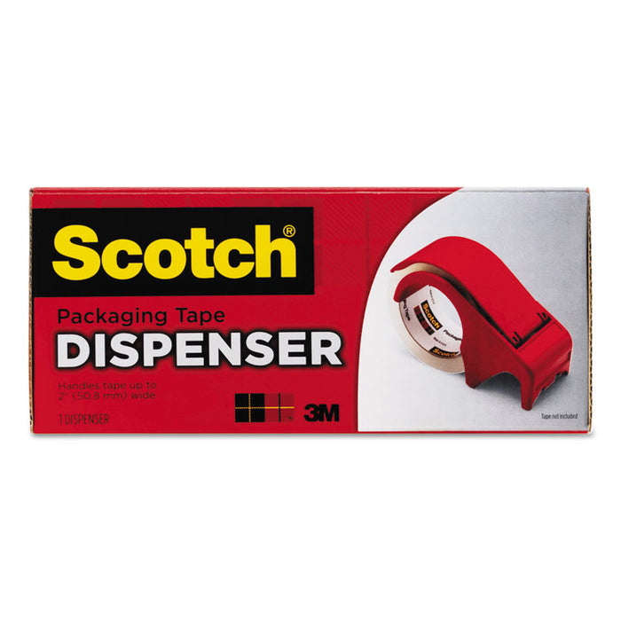 Compact and Quick Loading Dispenser for Box Sealing Tape, 3" Core, Plastic, Red