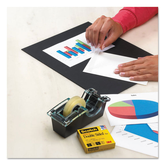 Double-Sided Tape, 3" Core, 0.75" x 36 yds, Clear, 2/Pack