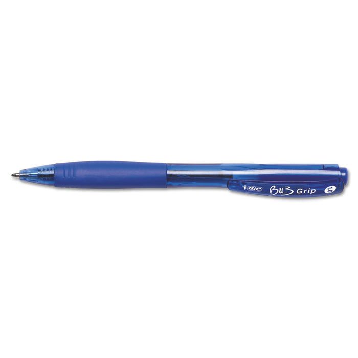 BU3 Ballpoint Pen, Retractable, Bold 1 mm, Blue Ink, Blue Barrel, Dozen