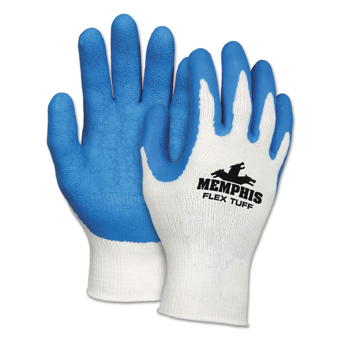 Flex Tuff Work Gloves, White/Blue, Medium, 10 gauge, 1 Dozen