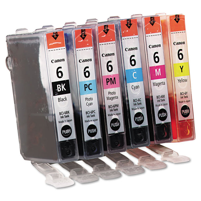4705A018 (BCI-6) Ink, 370 Page-Yield, Assorted, 6/PK