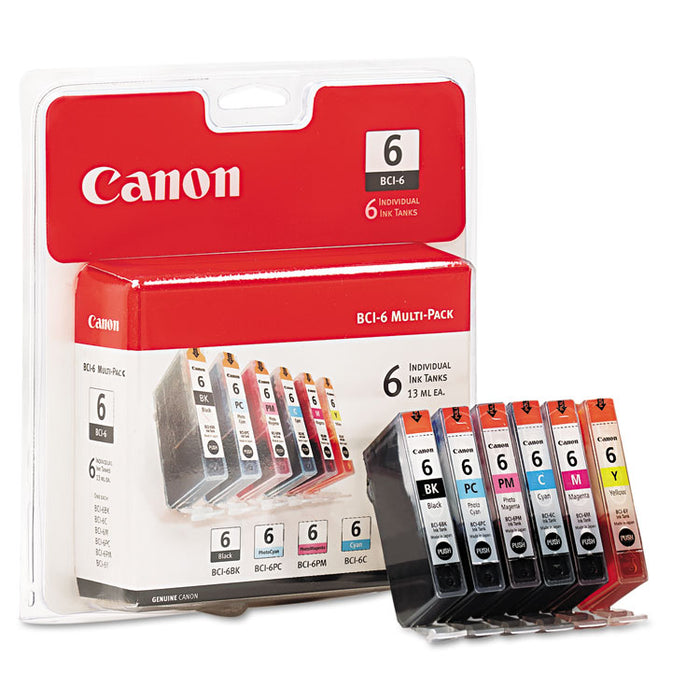4705A018 (BCI-6) Ink, 370 Page-Yield, Assorted, 6/PK