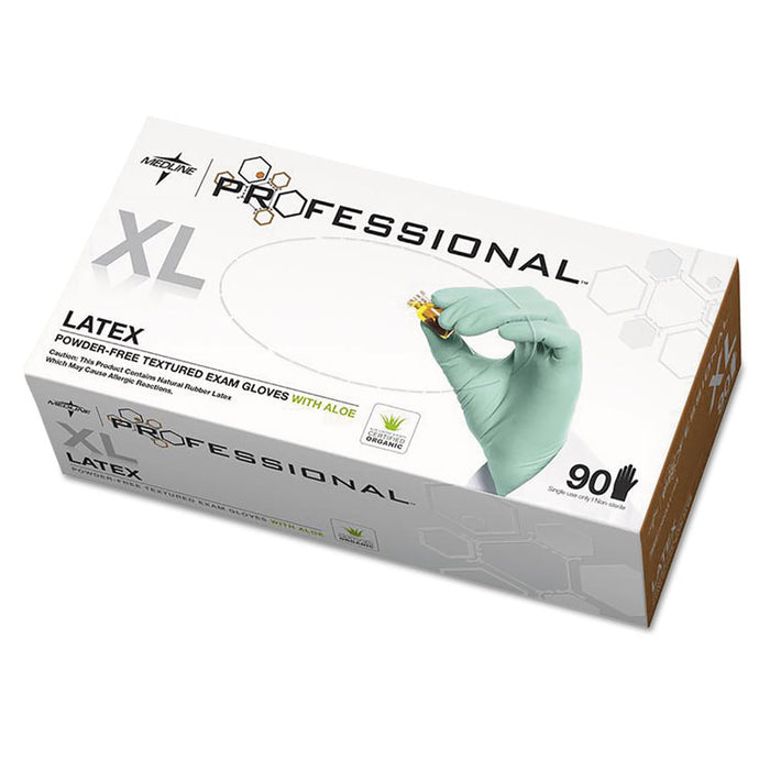 Professional Latex Exam Gloves with Aloe, X-Large, Green, 90/Box