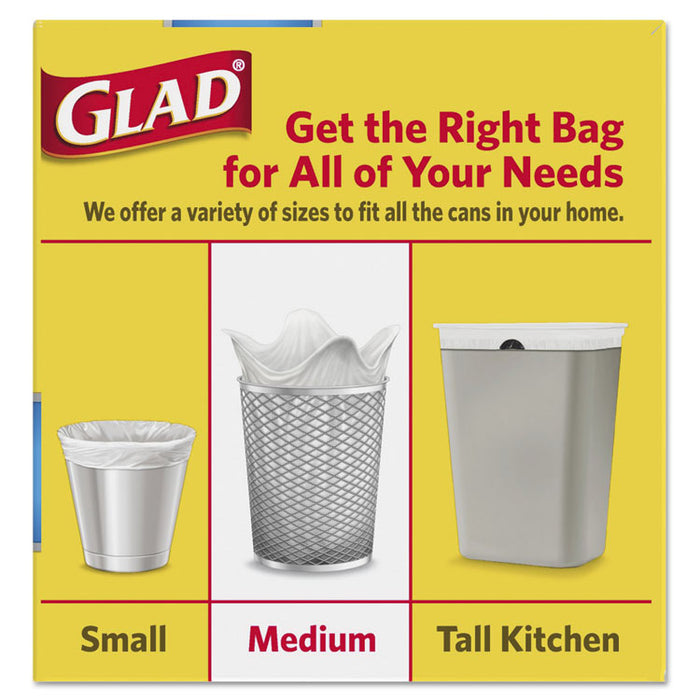 OdorShield Medium Quick-Tie Trash Bags, 8 gal, 0.57 mil, 21.63" x 23", White, 156/Carton