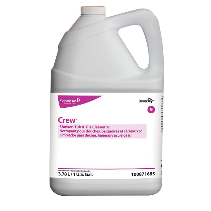 Crew Concentrated Shower/Tub/Tile Cleaner, Fresh Scent, 1 gal Bottle, 4/Carton