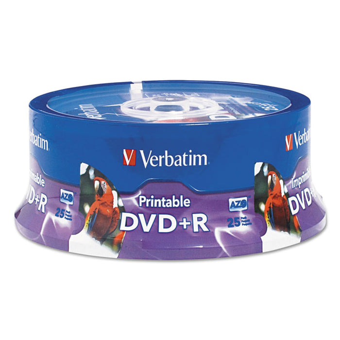 DVD+R, 4.7GB, 16X, White Inkjet Printable, Hub Printable, 25/PK Spindle