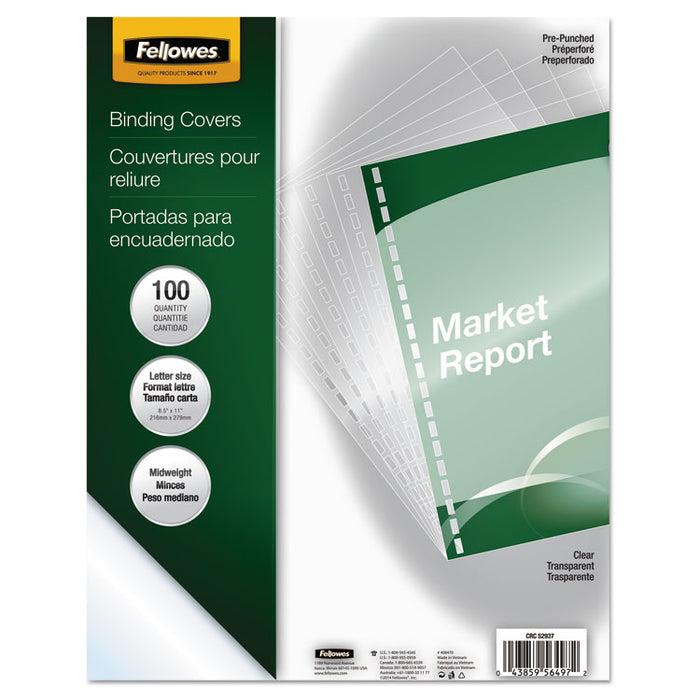 Crystals Presentation Covers w/Square Corner, 3-Hole, 11 x 8 1/2, Clear, 100/PK