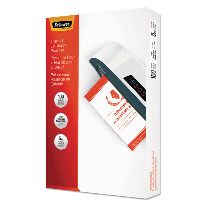 Laminating Pouches, 5 mil, 9" x 14.5", Gloss Clear, 100/Pack