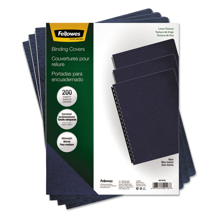 Linen Texture Binding System Covers, 11 x 8-1/2, Navy, 200/Pack