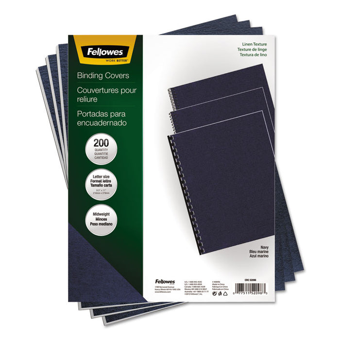 Linen Texture Binding System Covers, 11 x 8-1/2, Navy, 200/Pack