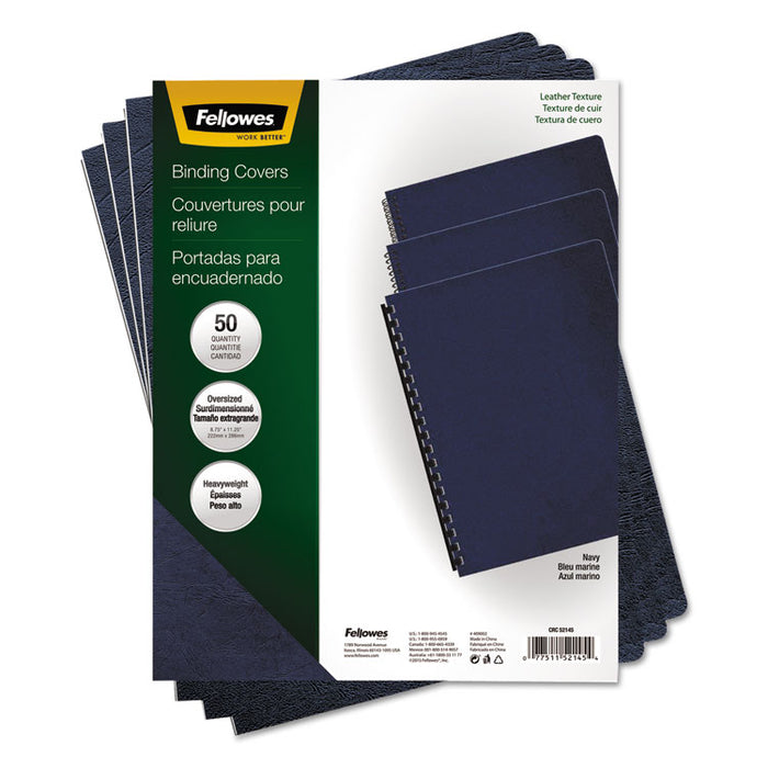 Executive Leather-Like Presentation Cover, Navy, 11.25 x 8.75, Unpunched, 50/Pack