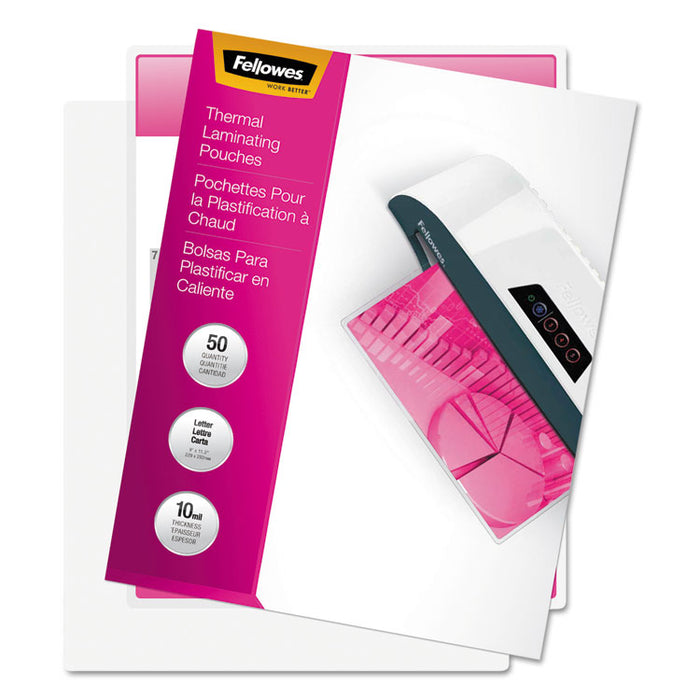 Laminating Pouches, 10 mil, 9" x 11.5", Gloss Clear, 50/Pack