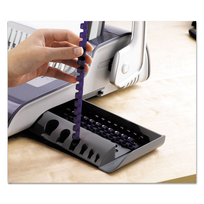 Quasar 500 Manual Comb Binding System, 500 Sheets, 18.13 x 15.38 x 5.13, Metallic Gray