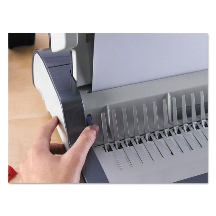 Quasar 500 Electric Comb Binding System, 500 Sheets, 16.88 x 15.38 x 5.13, Metallic Gray