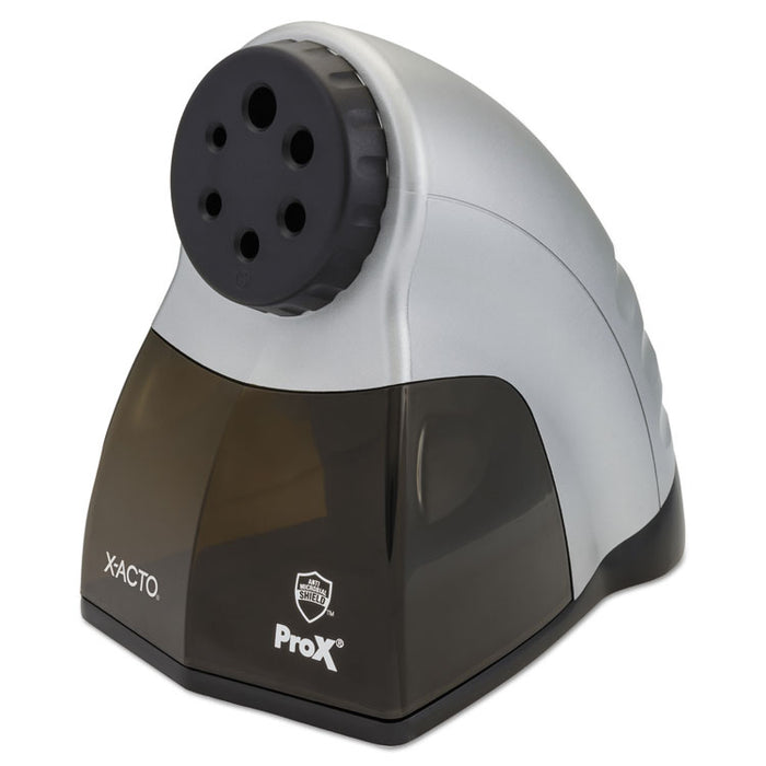 ProX Classroom Electric Pencil Sharpener, AC-Powered, 5.75" x 10.5" x 7.5", Silver/Black