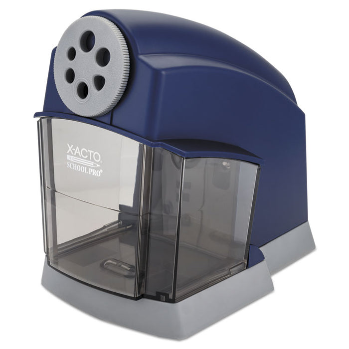School Pro Classroom Electric Pencil Sharpener, AC-Powered, 4.5" x 7" x 6.38", Blue/Gray
