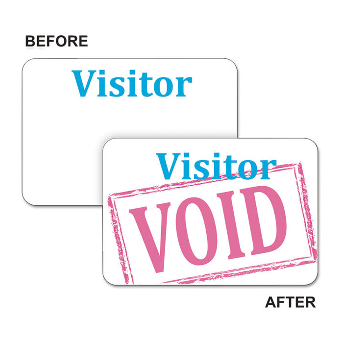 Times Up! Self-Expiring Visitor Badges, One-Day Badge, 3 x 2, White, 100/Box