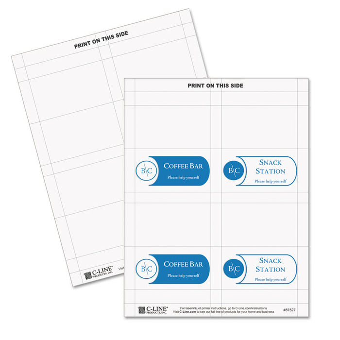 Scored Tent Cards, White Cardstock, 2 x 3.5, 4/Sheet, 40 Sheets/Box