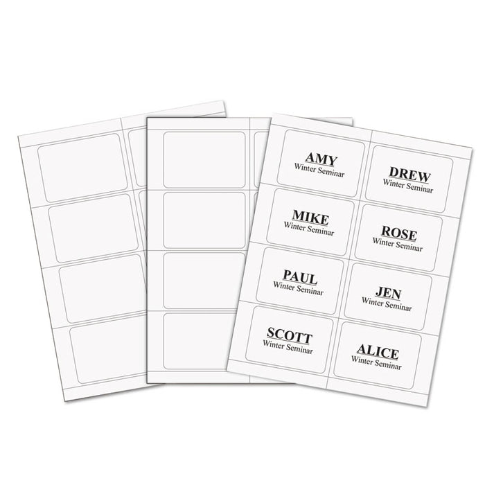 Laser Printer Name Badges, 3 3/8 x 2 1/3, White, 200/Box