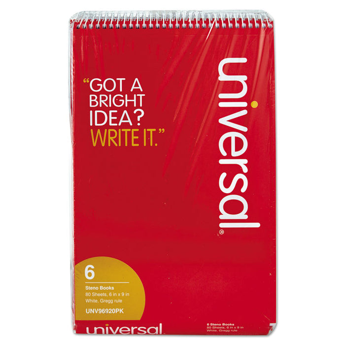 Steno Books, Gregg Rule, 6 x 9, White, 80 Sheets, 6/Pack