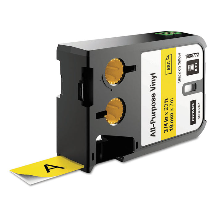 XTL All-Purpose Vinyl Labels, 0.75" x 24.6 ft, Yellow/Black Print