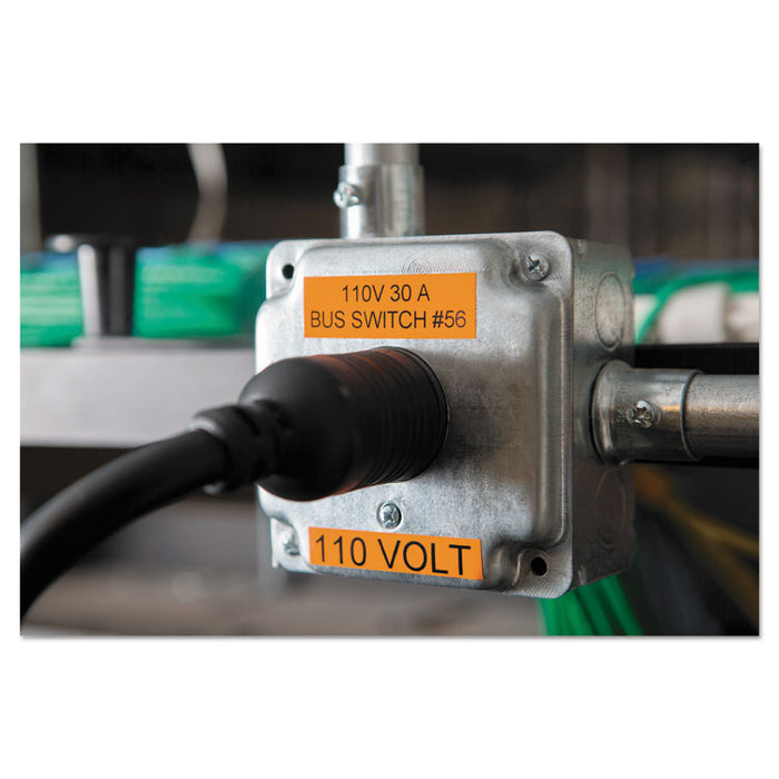 XTL All-Purpose Vinyl Labels, 0.5" x 24.6 ft, Orange/Black Print