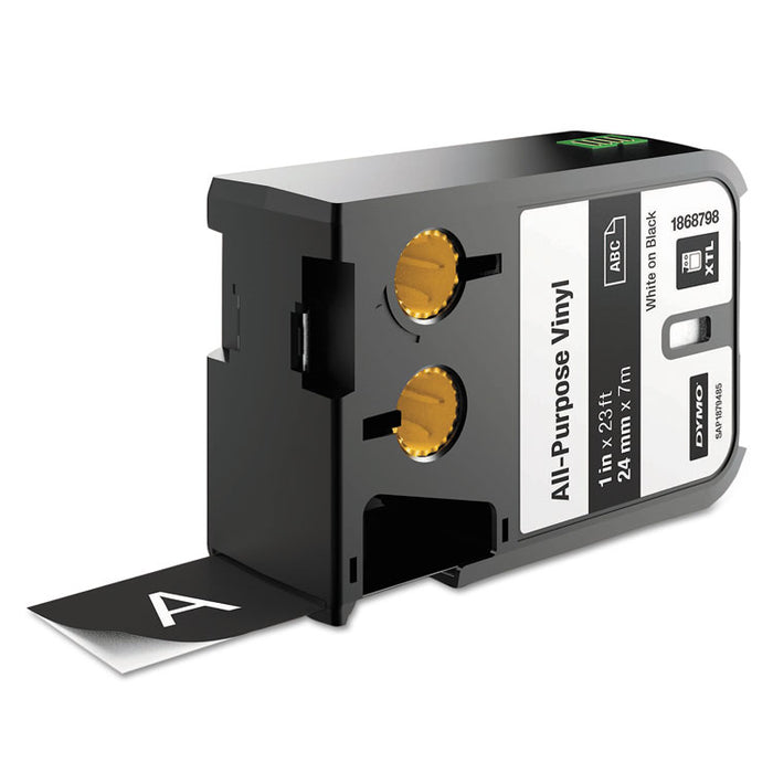 XTL All-Purpose Vinyl Labels, 1" x 24.6 ft, Black/White Print