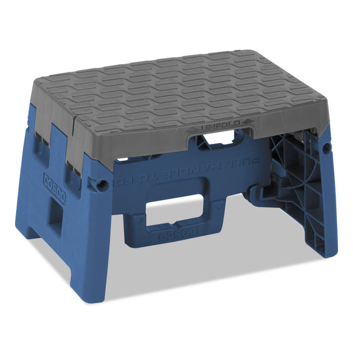 Folding Step Stool, 1-Step, 300 lb Capacity, 8.5" Working Height, Blue/Gray