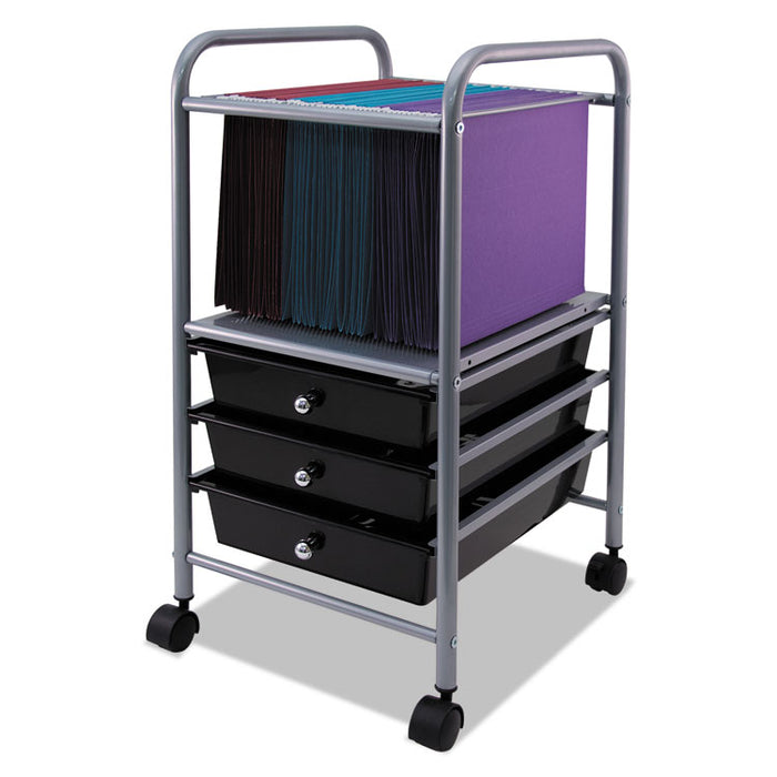 Slim Profile Mobile File Cart, 13w x 15.75d x 26.25h, Black/Matte Gray