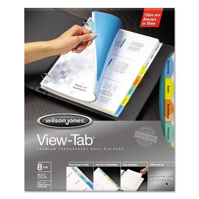 View-Tab Transparent Index Dividers, 8-Tab, 11 x 8.5, Assorted, 1 Set