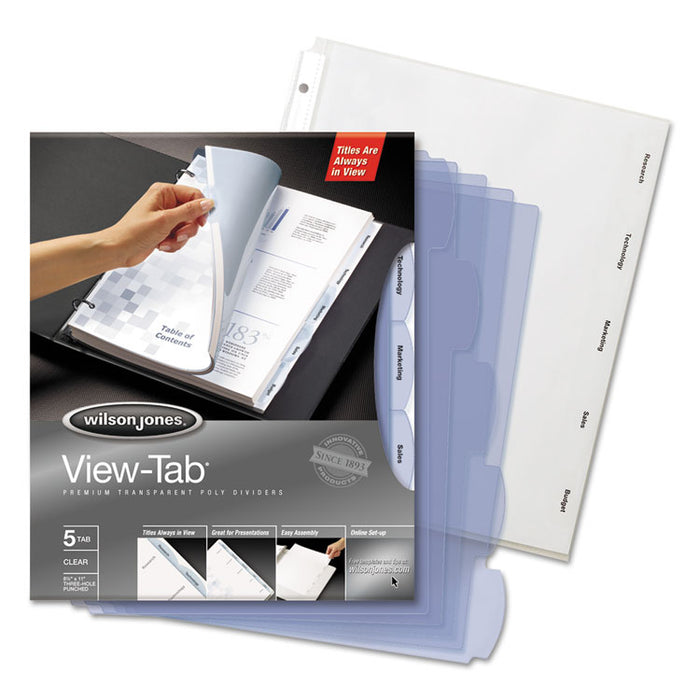 View-Tab Transparent Index Dividers, 5-Tab, 11 x 8.5, Clear, 1 Set
