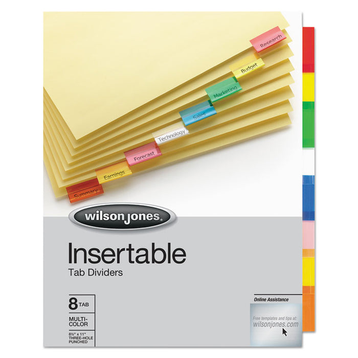 Insertable Tab Dividers, 3-Hole Punched, 8-Tab, 11 x 8.5, Buff, 1 Set