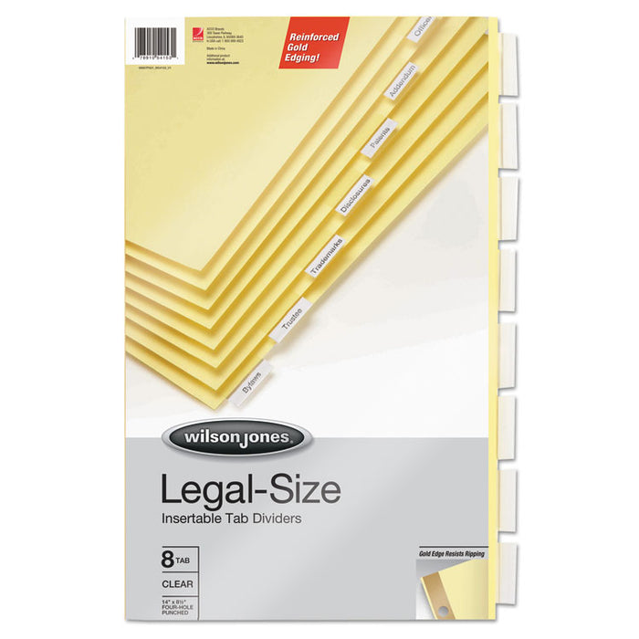 Insertable Tab Dividers, 4-Hole Punched, 8-Tab, 14 x 8.5, Buff, 1 Set