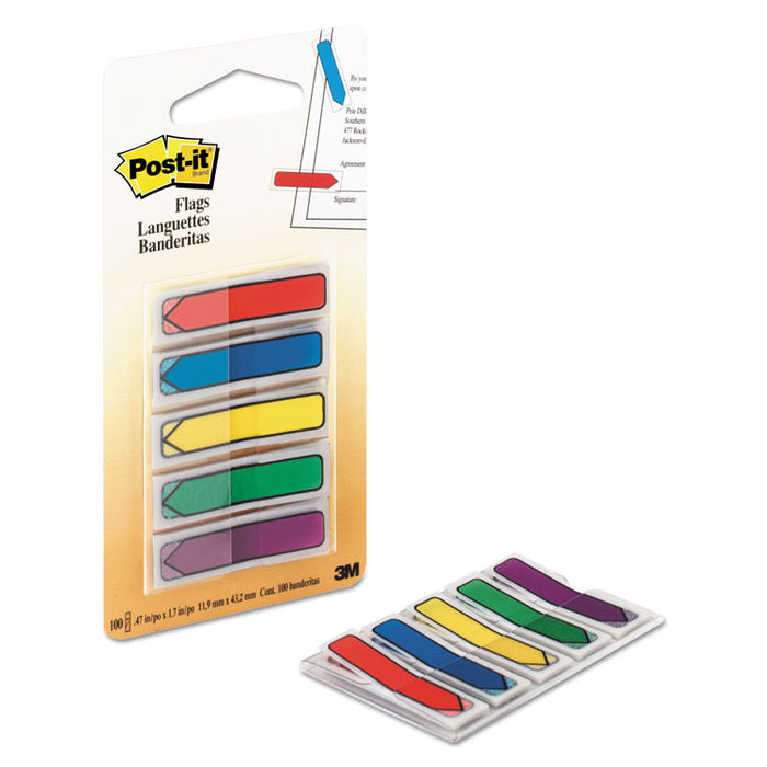 Arrow 0.5" Page Flags, Blue/Green/Purple/Red/Yellow, 20/Color, 100/Pack