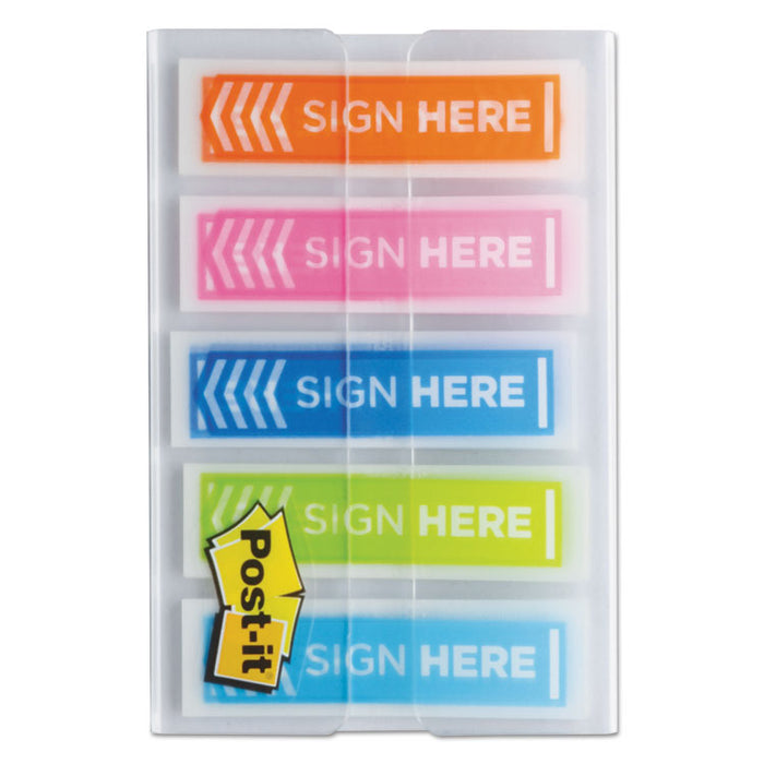 Arrow Message 0.5" Page Flags, Five Assorted Bright Colors, 20 Flags/Dispenser, 5 Dispensers/Pack