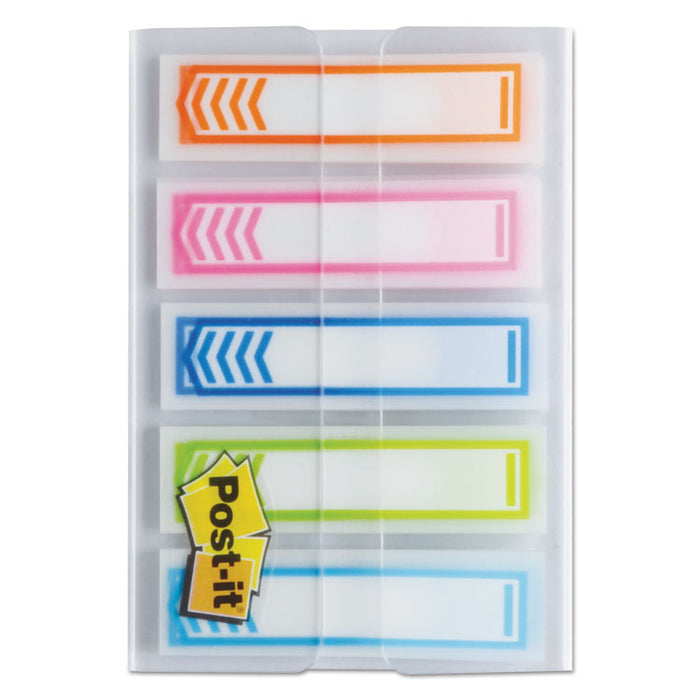 Arrow 0.5" Page Flags, Five Assorted Bright Colors, 20 Flags/Dispenser, 5 Dispensers/Pack