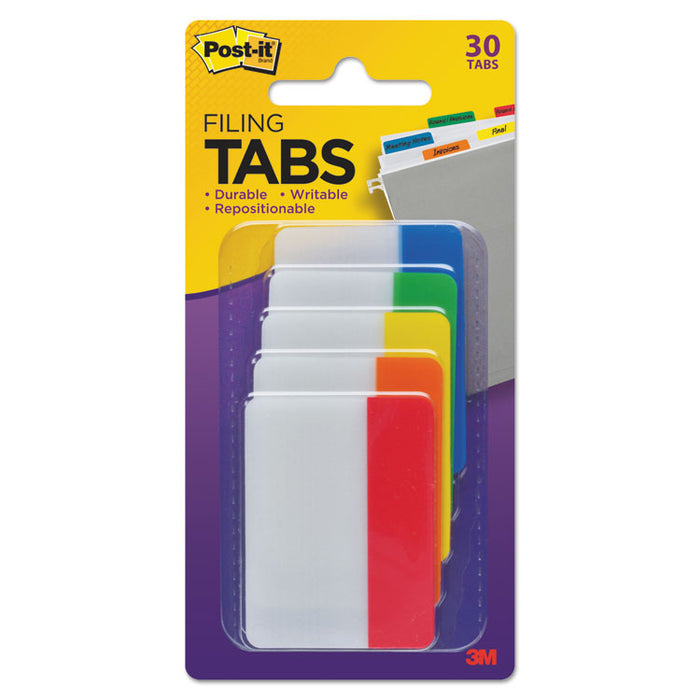 Solid Color Tabs, 1/5-Cut, Assorted Colors, 2" Wide, 30/Pack