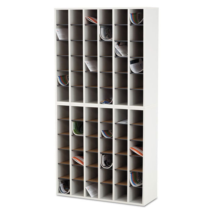 Wood Mail Sorter with Adjustable Dividers, Stackable, 36 Compartments, 33.75 x 12 x 32.75, Gray